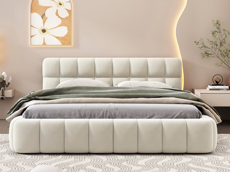  Lit 2 places 140x190 cm coloris beige  - Conforama B