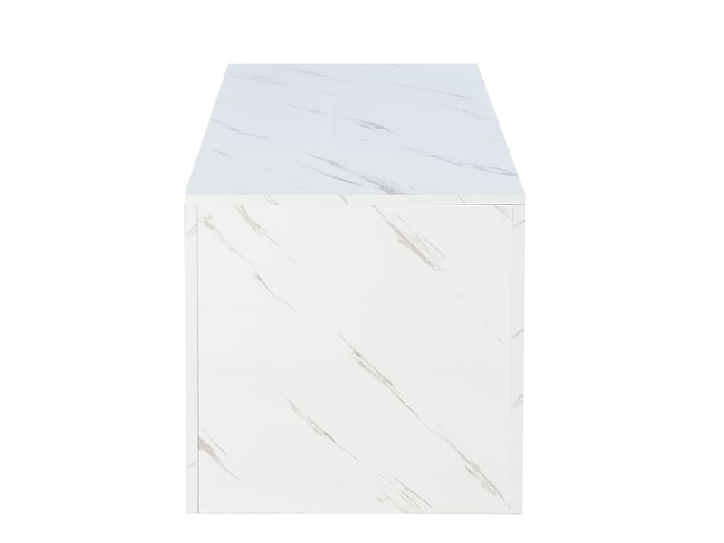  Table basse led effet marbre 100x50 cm - finition brillante rangement ouvert  - Conforama E