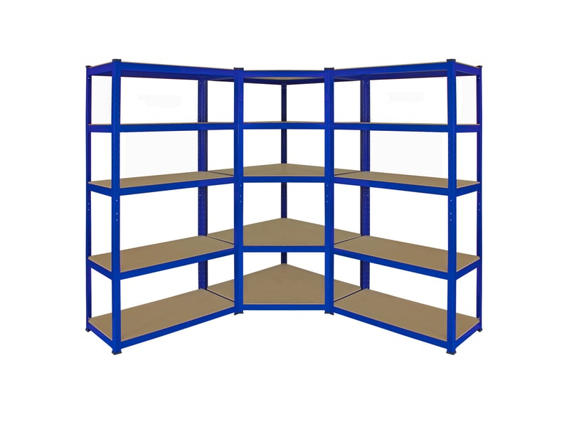  Monster racking - 1 rayonnage d'angle t-rax bleu et 2 rayonnages t-rax bleus en acier sans boulons 90cm x 45cmx 180cm 20005 - Conforama A