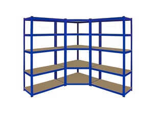 Monster racking - 1 rayonnage d'angle t-rax bleu et 2 rayonnages t-rax bleus en acier sans boulons 90cm x 45cmx 180cm