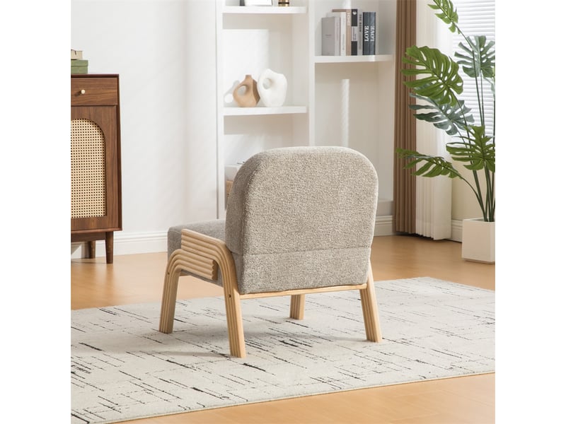  Fauteuil loungesessel scandinave en tissu - 72x61x78cm - chaise d'appoint sans accoudoirs salon chambre tissu chenille - gris  - Conforama D