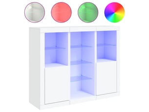 Buffets avec lumières led 3 pcs - bahut - meuble de rangement blanc bois d'ingénierie