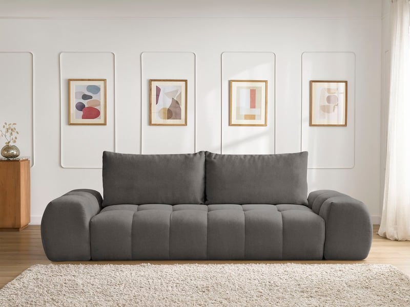  Bobochic canapé droit fixe 3 places everest tissu texturé gris foncé EVEREST - Conforama D