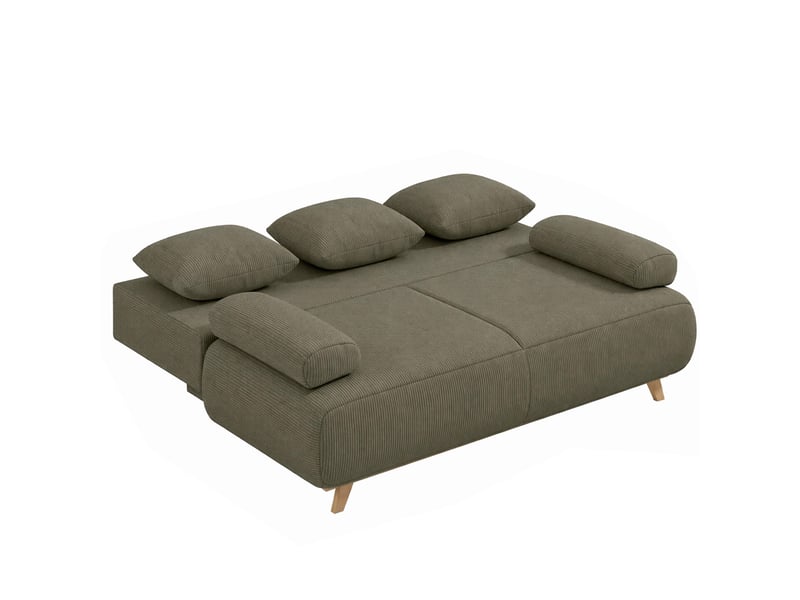  Canapé-lit 3 places convertible avec coffre velours côtelé vert foncé 188 x 100 x 84 cm  - Conforama B