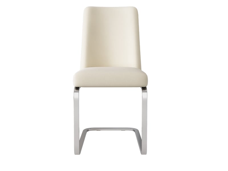  Lot de 4 chaises 52x45x88 cm, dossier à motif losange, revêtement velours beige, cadre métallique argenté, pour salle à manger  - Conforama A