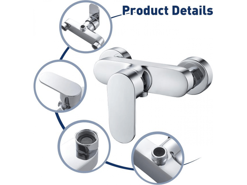  Mitigeur de douche monocommande, robinet mitigeur de douche mural, robinet de douche monocommande, raccord de flexible fileté g12, chromé  - Conforama C