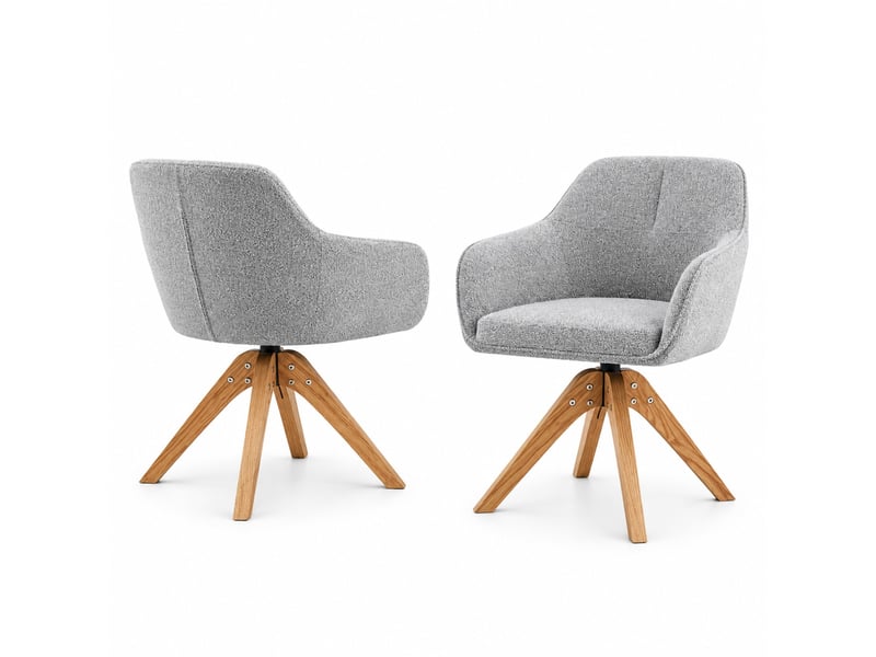  Lot de 2 chaises de salle à manger pivotantes,58x46x82 cm,tissu et bois,gris  - Conforama A