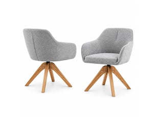 Lot de 2 chaises de salle à manger pivotantes,58x46x82 cm,tissu et bois,gris