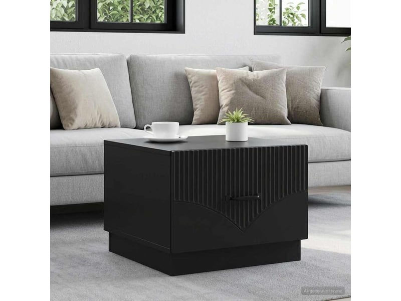  Table basse - table de salon - table à thé noir 49 x 50 x 37 cm bois d'ingénierie  - Conforama B