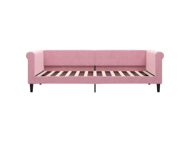  Lit simple- lit adulte -  lit de repos sans matelas rose 90x200 cm velours  - Conforama B