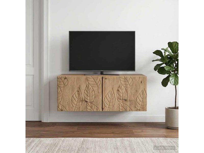  Meuble tv - banc tv - meuble de rangement mural 98 x 31 cm chêne artisanal bois d'ingénierie  - Conforama C