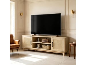 Meuble tv coloris bois clair 135 cm <strong>WISHDOR</strong> <strong></strong>