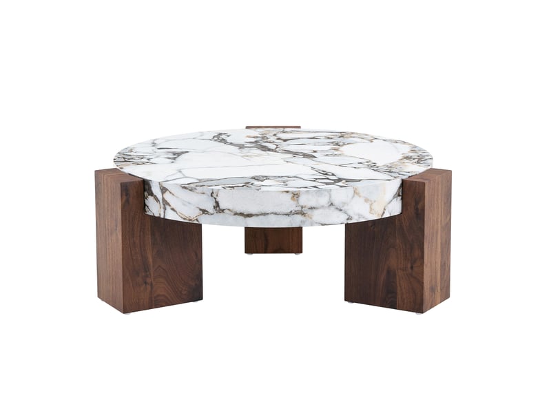  Lot de 2 tables gigognes rondes 61x30.4 cm et 44x44 cm en mdf blanc effet marbre  - Conforama D