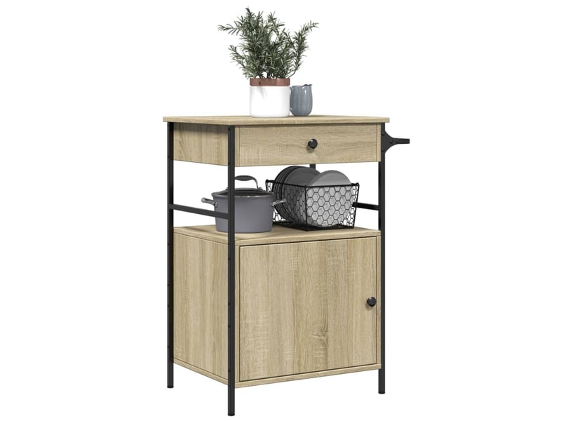  Desserte de cuisine, chariot de rangement chêne sonoma 56x43x89,5 cm bois d'ingénierie  - Conforama E