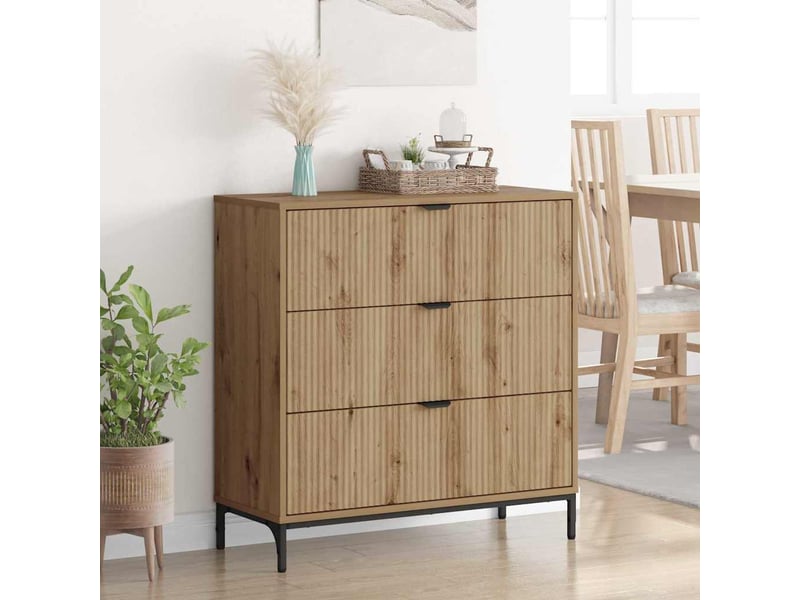 Buffet salon, buffet de rangement chêne artisanal 79,5x33x82 cm bois d'ingénierie - Conforama D