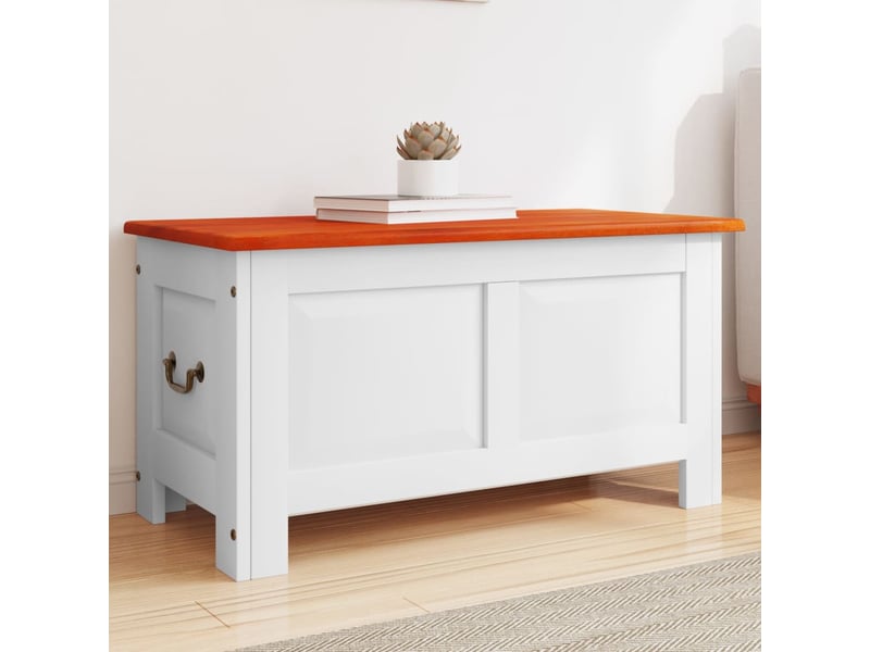  Coffre de rangement, boîte de rangement et couvercle marron et blanc bois d'acacia shl3166  - Conforama B