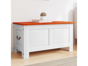 Coffre de rangement, boîte de rangement et couvercle marron et blanc bois d'acacia shl3166