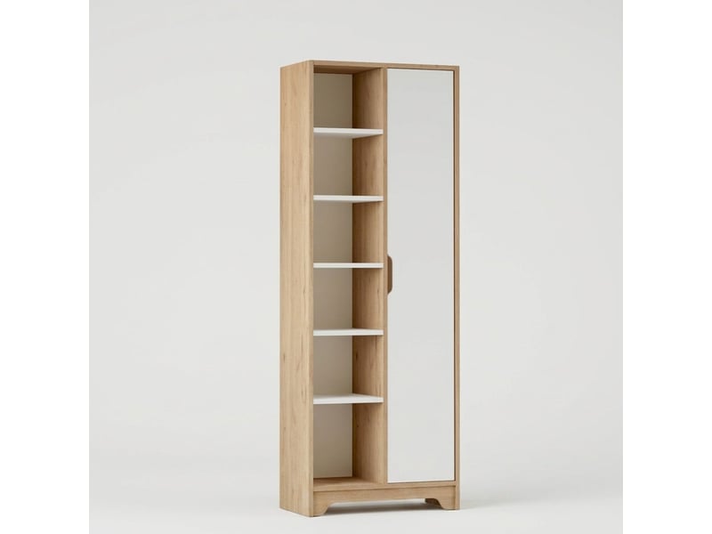  Colonne bibliothèque multifonction avec porte et étagères dairu - chêne - blanc  - Conforama A
