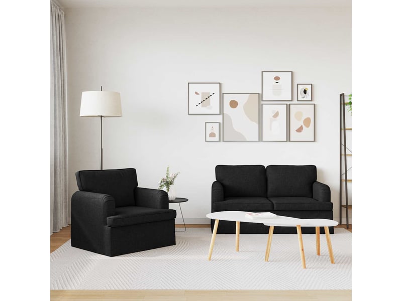  Ensemble de canapés 2 pcs noir tissu shl86398  - Conforama C