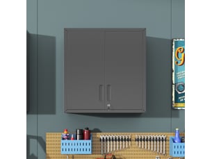 Armoire à outils murale 75x30x77 cm noire en acier allié, 2 portes verrouillables et étagère réglable