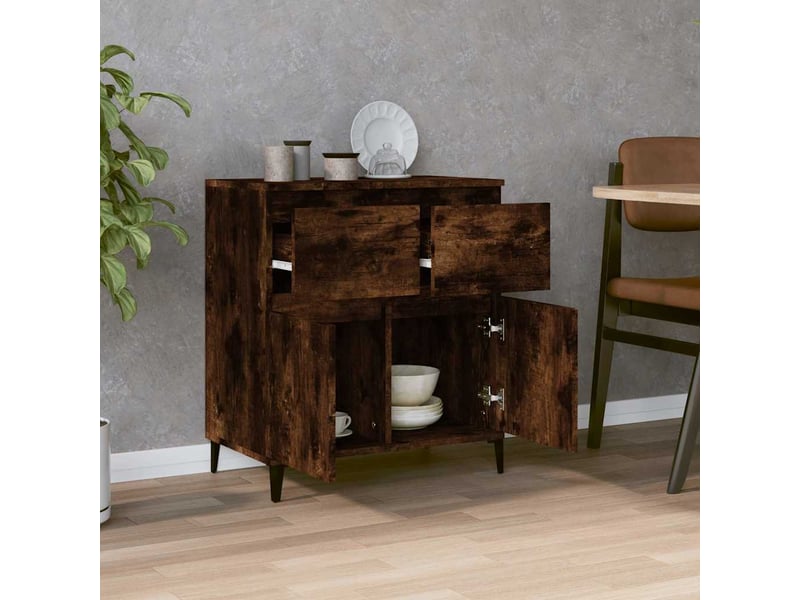  Buffet - bahut - meuble de rangement chêne fumé 60x35x70 cm bois d'ingénierie  - Conforama C