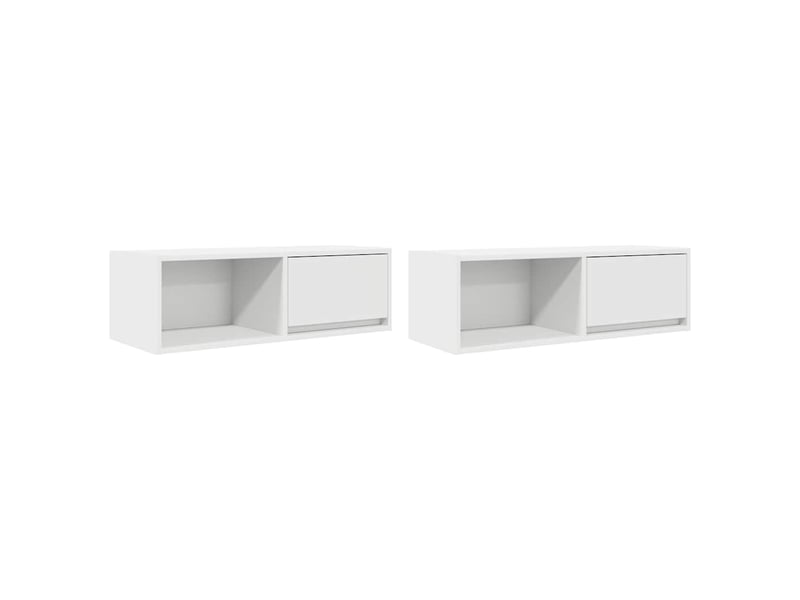  Lot de 2 meuble tv bas salon blanc 80x31x25,5 cm bois d'ingénierie shl9598  - Conforama A