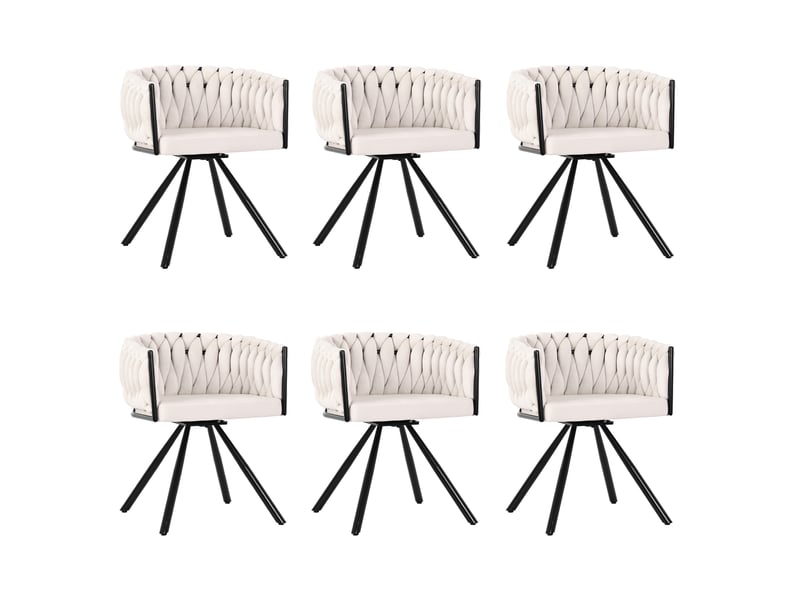  Lot de 6 chaises de salle à manger 59 x 54 x 72 cm – beige – pivotantes à 360° avec pieds en métal  - Conforama A