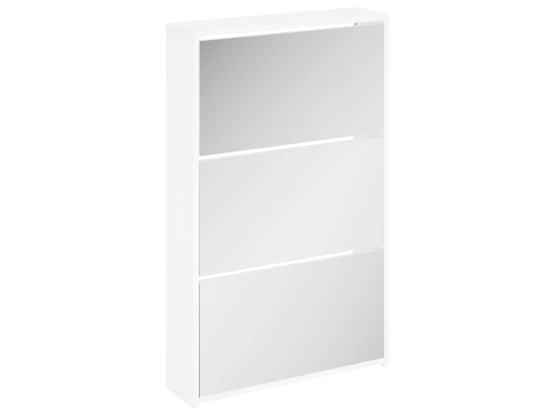  Armoire à chaussures avec miroir 3 couches blanc brillant 63x17x102,5 cm  - Conforama A