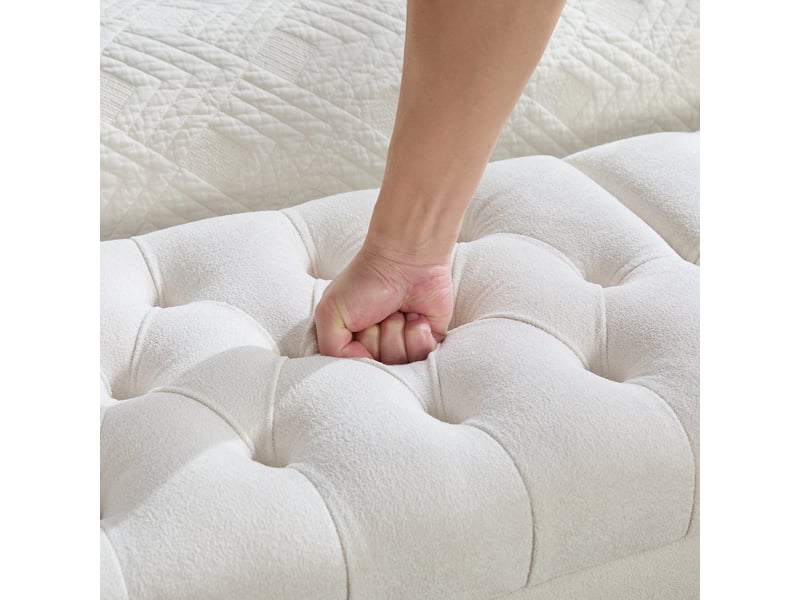  Banc coffre de rangement avec 2 couvercles et accoudoirs beige 156 x 46 x 51 cm W5118P494879 - Conforama E
