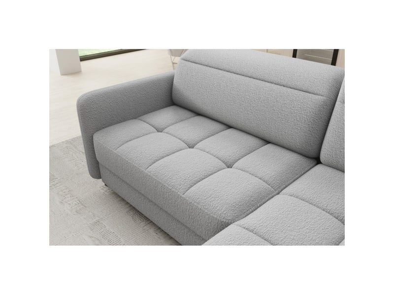  Canapé d'angle droit convertible barnea 208 cm gris chiné avec rangement  - Conforama D
