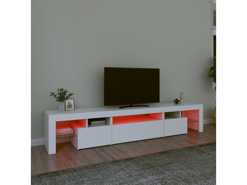Meuble tv - banc tv - meuble de rangement avec lumières led blanc 215x36,5x40 cm - Conforama E