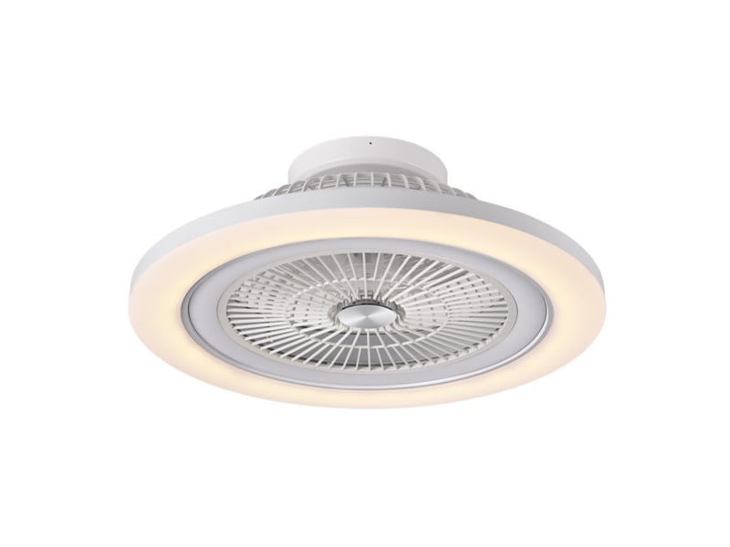  Fabrilamp antartida plafonnier ventilateur led 50 w, 5400 lm, rgb, moteur dc, 5 pales, ø 58 cm, blanc 246192501 - Conforama E