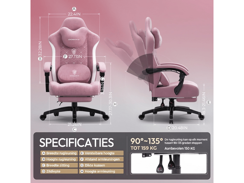  Fauteuil de bureau et gaming ergonomique – modèle large – fonction chauffage et massage – soutien lombaire – accoudoirs – repose-pieds – gris  - Conforama B