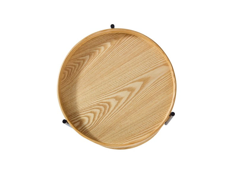  Table d’appoint ronde à double plateau, bois massif et métal, 44x44x48 cm, montage facile  - Conforama E