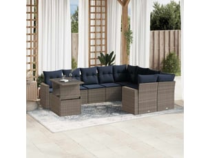 Vidaxl ensemble de canapé de jardin 10 pcs avec coussins gris résine tressée