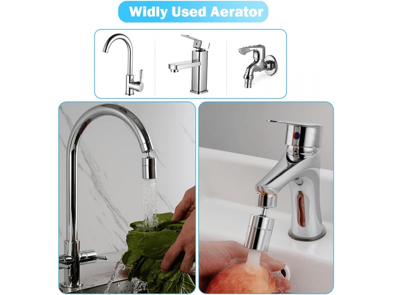  Aérateur de robinet rotatif à 360°, bec de robinet de cuisine rotatif, adapté aux robinets d'évier de cuisine et de salle de bain (argent), 2 pièces  - Conforama D
