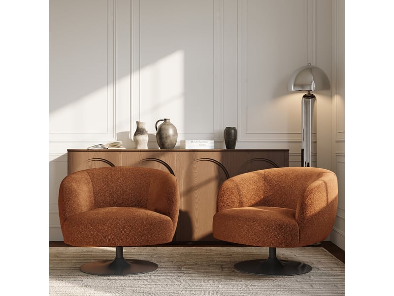 Fauteuil de salon pivotant en velours texturé terracotta oska OSKAVTTC - Conforama B