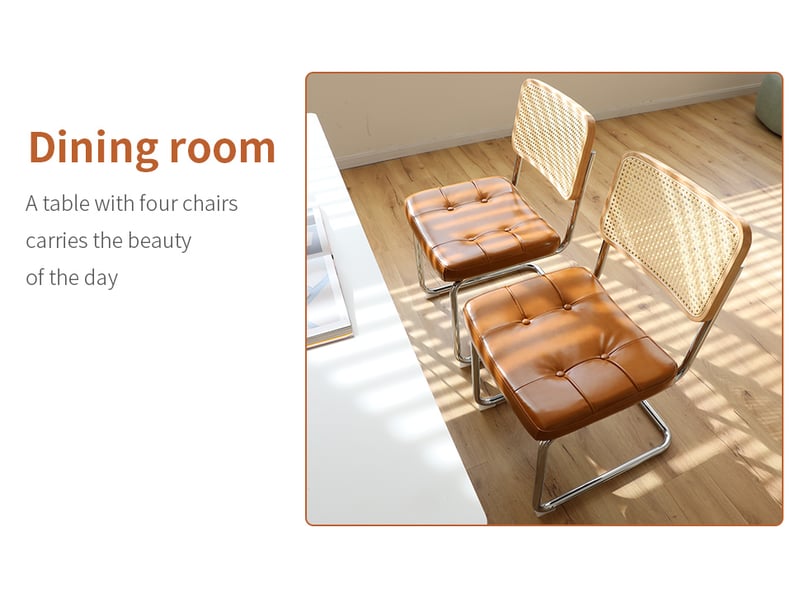  Chaise de salle à manger empilable au design moderne avec structure chromée et assise en simili cuir, marron  - Conforama E