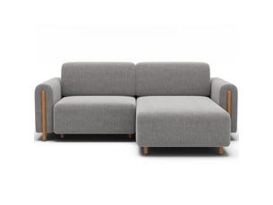 Canapé d'angle droit fixe MEUBLORAMA 3 places Tissu gris avec coffre de rangement