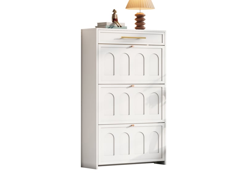  Meuble à chaussures 1 tiroir 6 étagères en mdf blanc 70 x 25 x 123.5 cm  - Conforama B
