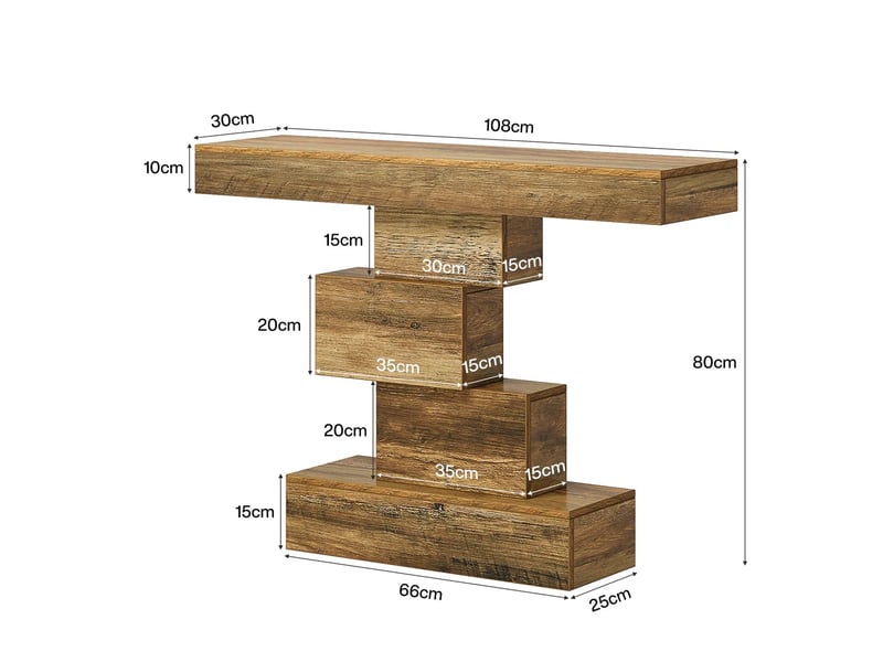  Table console en panneau de particules marron rustique 108x30x80 cm  - Conforama C