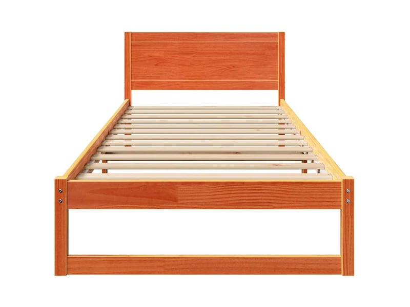  Lit simple- lit adulte -  cadre de lit avec tête de lit brun  80 x 200 cm pin massif  - Conforama D