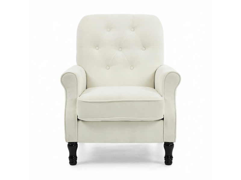Fauteuil 1 place rembourré avec coussin à ressorts crème evryae - Conforama A