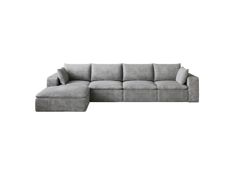  Canapé nuage en velours côtelé 5 places gris foncé modulaire 340 cm  - Conforama A