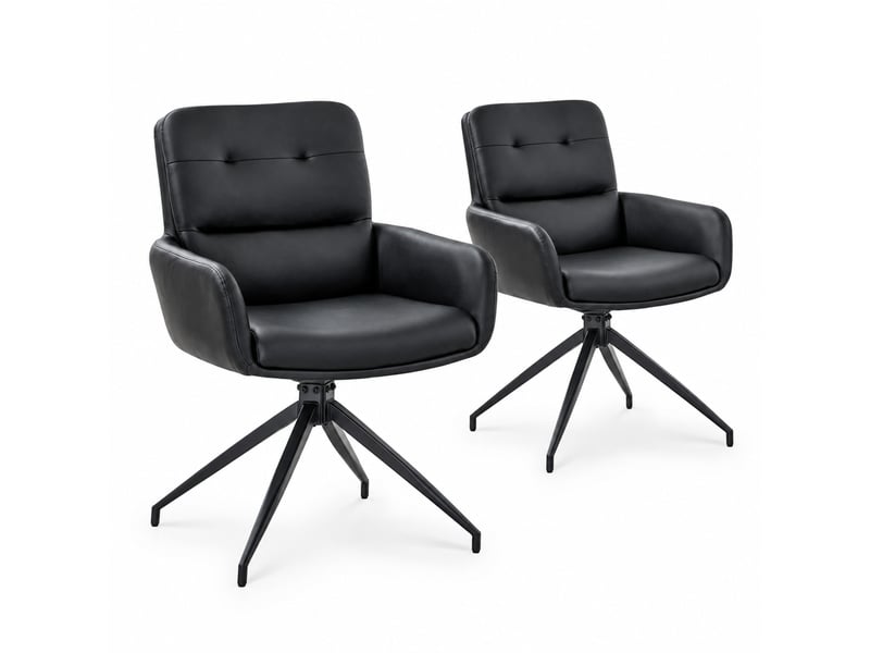  Lot de 2 chaises de salle à manger pivotantes,55x50x85 cm,pu,noir  - Conforama A