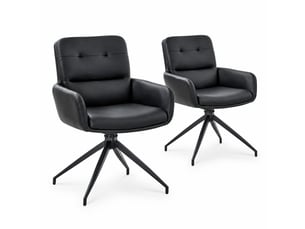 Lot de 2 chaises de salle à manger pivotantes,55x50x85 cm,pu,noir