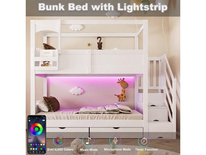  Lit jeune, 253x95x180 cm, rangement intégré, tiroirs, blanc LDB00609AAK-conf-NEW - Conforama W
