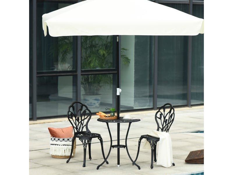  Ensemble de jardin 3 pièces comprenant une table ronde ø60x67 cm et 2 chaises 42,5x47,5x89 cm. Table avec trou pour parasol, couleur noire.  - Conforama D