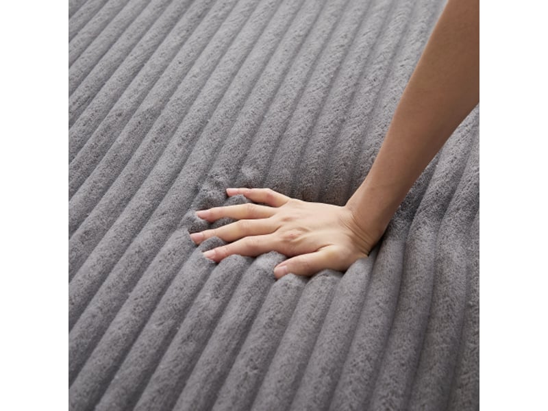  Canapé velours côtelé gris - lignes épurées, dossier inclinable, 5 coussins - confort moderne pour salon  - Conforama E