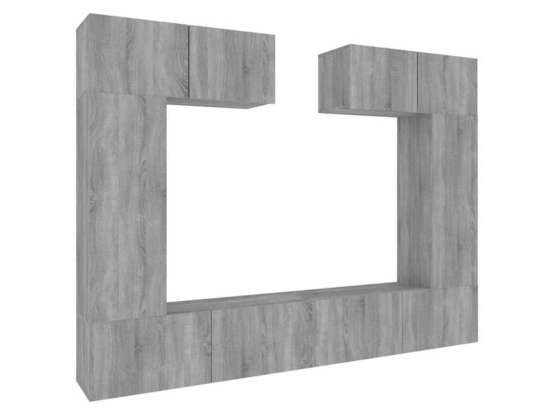  Ensemble de meubles tv - banc tv - meuble de rangement 6 pcs sonoma gris bois d'ingénierie  - Conforama A
